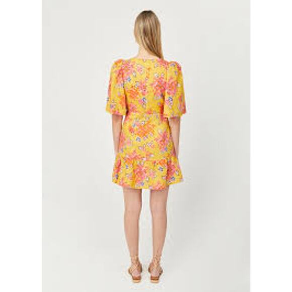 RHODE Mariana Dress Short Sleeve Linen A Line Dress Gold Lanai DR00501LIP-LIP 2 - Picture 3 of 6